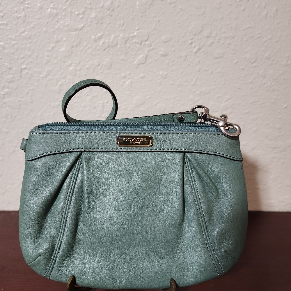 Green color Coach brand mini bag